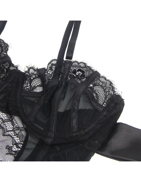 Subblime - 955502 body de encaje con lazos y ligas negro l/xl