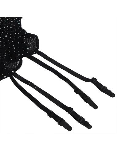 Subblime - 952174 bodystocking de rejilla con guantes y diamantes negro talla única