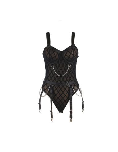 Subblime - 954277 body con cadenas + ligueros negro l/xl