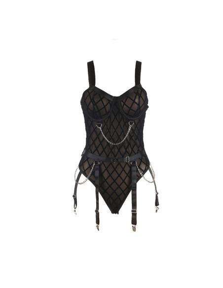 Subblime - 954277 body con cadenas + ligueros negro l/xl