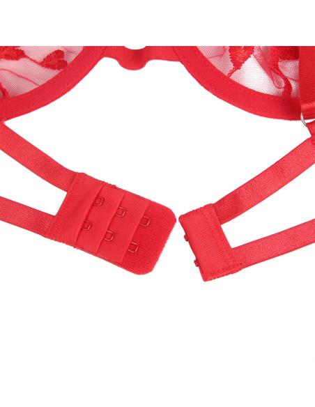 Subblime - 954338 sujetador + tanga + ligueros estampado de corazones rojo l/xl