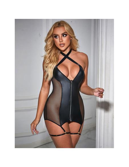Subblime - 954444 vestido sexy de rejilla cuero negro s/m