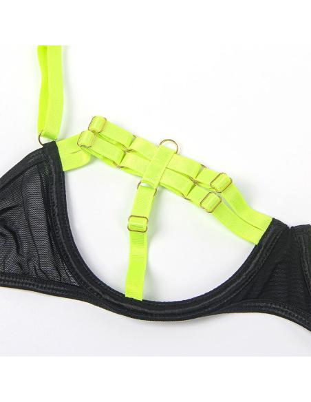 Subblime - 955281 set sujetador con collar y detalles para piernas verde fluorescente l/xl