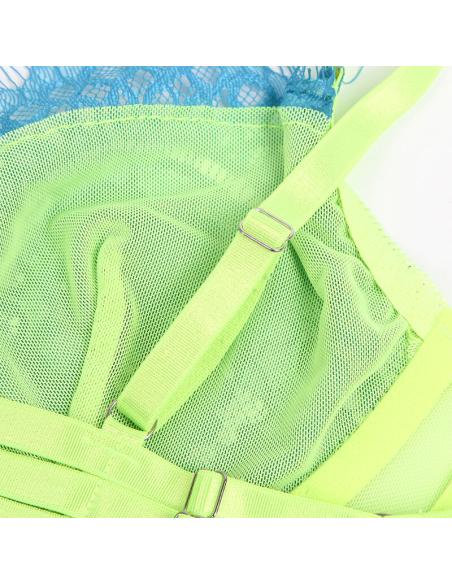 Subblime - 955311 set sujetador con encaje y ligueros verde y azul s/m