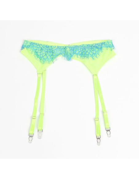 Subblime - 955311 set sujetador con encaje y ligueros verde y azul s/m