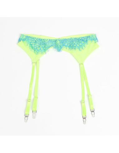 Subblime - 955328 set sujetador con encaje y ligueros verde y azul l/xl