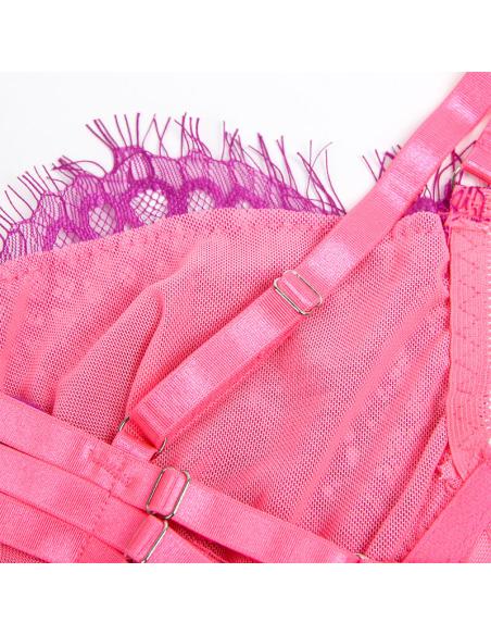 Subblime - 955359 set sujetador con encaje y ligueros rosa y morado s/m
