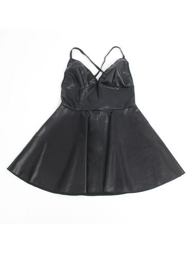 Subblime - 955373 vestido con tirantes de cuero negro s/m
