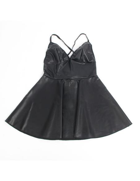 Subblime - 955373 vestido con tirantes de cuero negro s/m