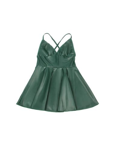 Subblime - 955434 vestido con tirantes de cuero verde s/m