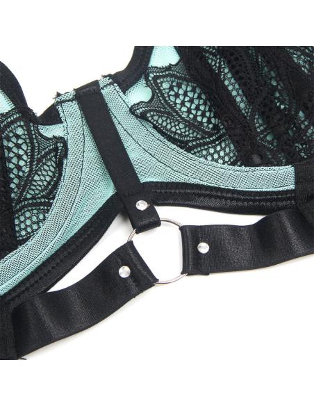 Subblime - 955557 conjunto sujetador con cremallera de malla de charol verde s/m