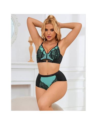 Subblime - 955557 conjunto sujetador con cremallera de malla de charol verde s/m