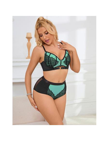 Subblime - 955557 conjunto sujetador con cremallera de malla de charol verde s/m