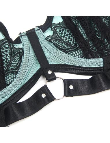 Subblime - 955564 conjunto sujetador con cremallera de malla de charol verde l/xl