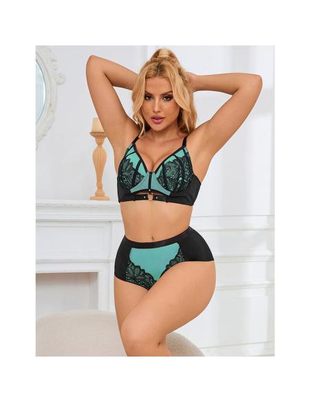 Subblime - 955564 conjunto sujetador con cremallera de malla de charol verde l/xl