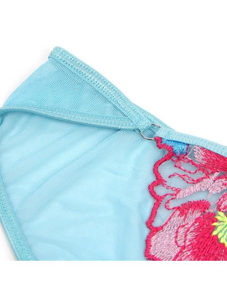Subblime - 957643 conjunto sujetador y liguero con bordados de flores rosas s/m