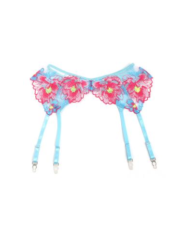 Subblime - 957643 conjunto sujetador y liguero con bordados de flores rosas s/m