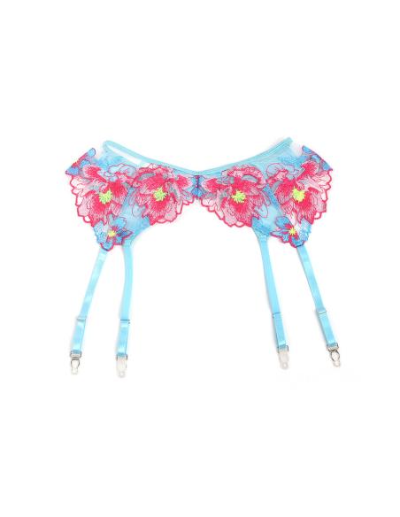 Subblime - 957643 conjunto sujetador y liguero con bordados de flores rosas s/m