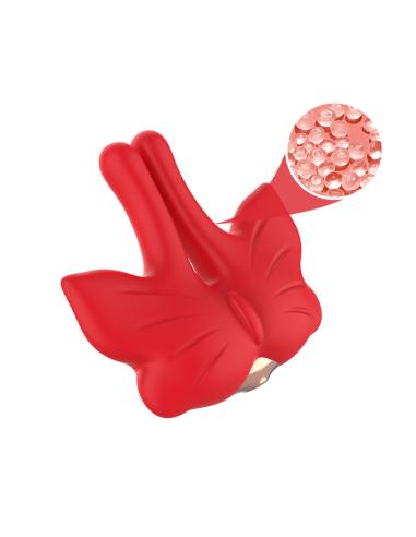 Armony - pinzas para pezones magnética con vibración forma mariposa rojo
