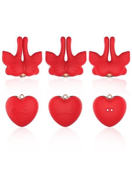 Armony - pinzas para pezones magnética con vibración forma mariposa rojo