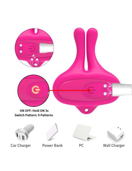Armony - pinzas para pezones magnética con vibración forma conejo rosa