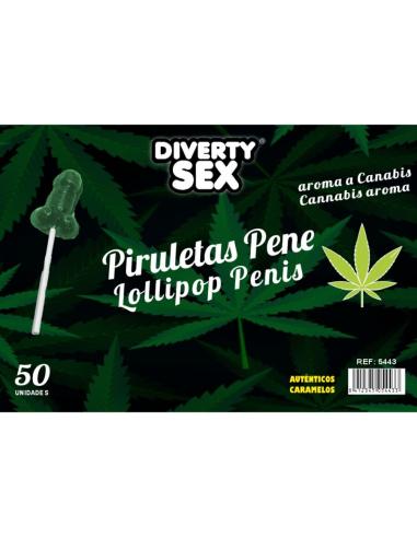 Diablo goloso - 50 piruletas pene aroma cannabis