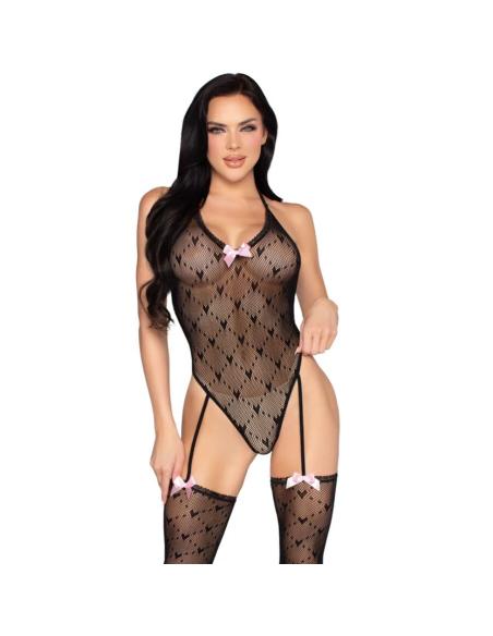 Leg avenue - 89360 body con liguero y espalda abierta negro - talla única