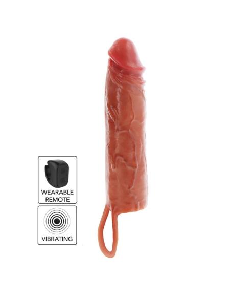 Get real - funda hydrated skin de silicona con vibración para pene caramelo 20 cm