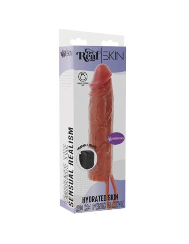 Get real - funda hydrated skin de silicona con vibración para pene caramelo 20 cm