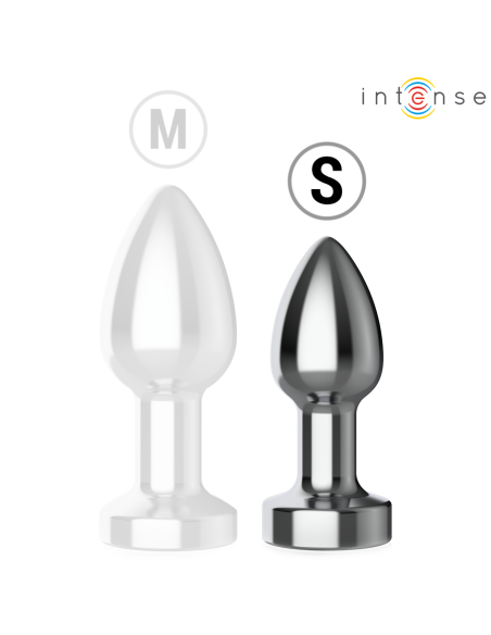 Intense - plug anal de metal vibrador con luces led y control remoto - talla s