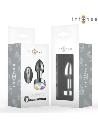 Intense - plug anal de metal vibrador con luces led y control remoto - talla s