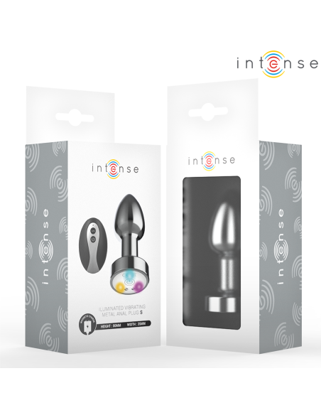 Intense - plug anal de metal vibrador con luces led y control remoto - talla s