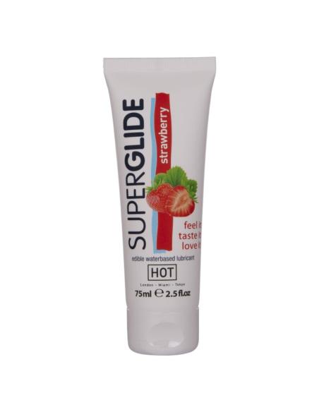 Hot - superglide lubricante comestible base agua fresa 75 ml