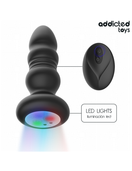 Addicted toys - plug anal vibrador thrusting y luz led control remoto