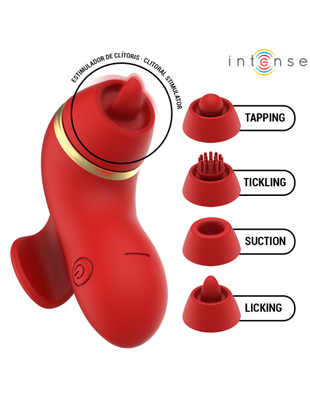 Intense - patty estimulador con 4 cabezales, succión, tapping, tickling y licking