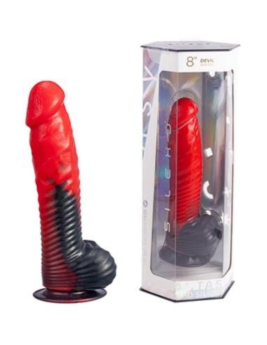 Silexd - devil dildo fantasy silicona liquida termoreactivo rojo negro 20.3 cm