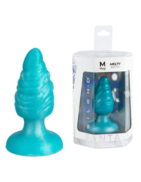 Silexd - melty plug anal fantasy silicona liquida termoreactivo azul celeste 9.2 cm