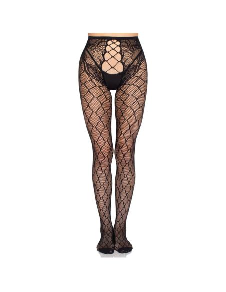 Leg avenue - 1966 medias de red con panty sin entrepierna negro - talla única