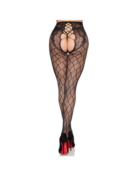 Leg avenue - 1966 medias de red con panty sin entrepierna negro - talla única
