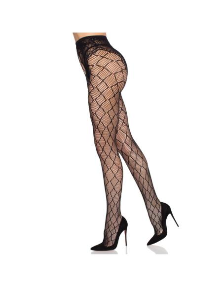 Leg avenue - 1966 medias de red con panty sin entrepierna negro - talla única