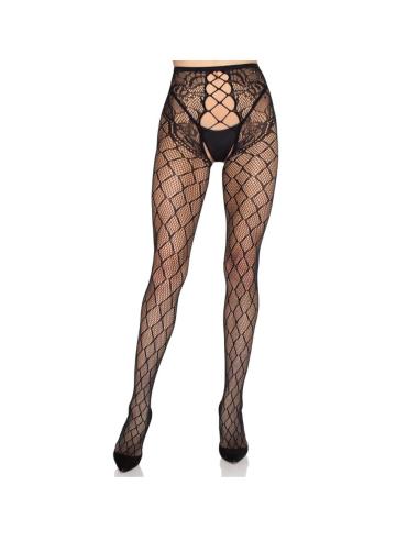 Leg avenue - 1966 medias de red con panty sin entrepierna negro - talla única
