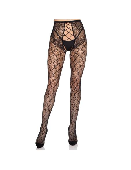 Leg avenue - 1966 medias de red con panty sin entrepierna negro - talla única