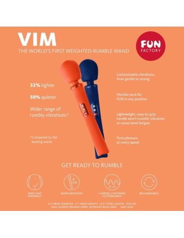 Fun factory - vim wand rumble vibrador recargable silicona naranja