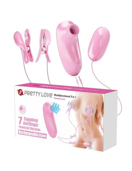 Pretty love - imonie set multifuncional 3 en 1 con succionador, pezones y clítoris
