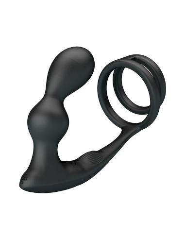 Mr play - anillo para pene con plug anal con vibración control remoto