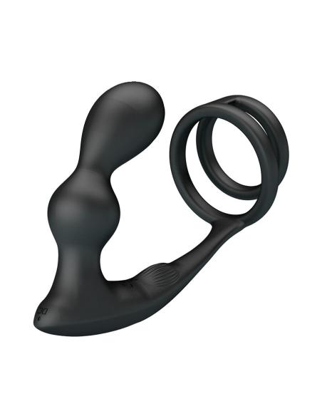 Mr play - anillo para pene con plug anal con vibración control remoto