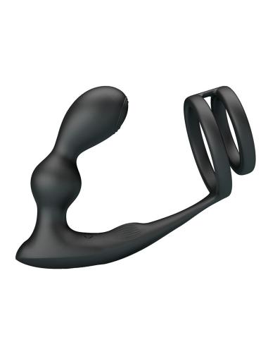 Mr play - anillo para pene con plug anal con vibración control remoto