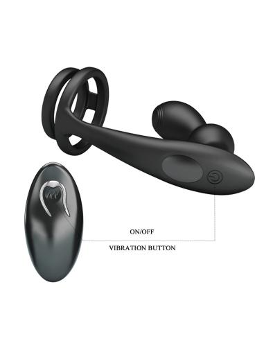 Mr play - anillo para pene con plug anal con vibración control remoto