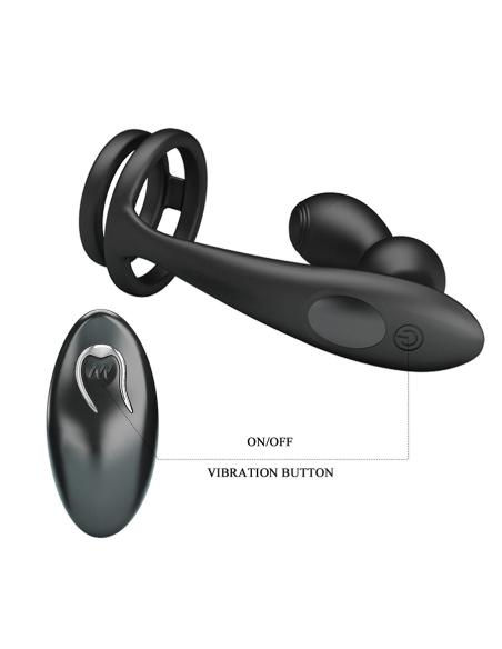 Mr play - anillo para pene con plug anal con vibración control remoto
