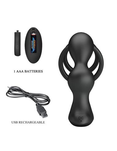 Mr play - anillo para pene con plug anal con vibración control remoto